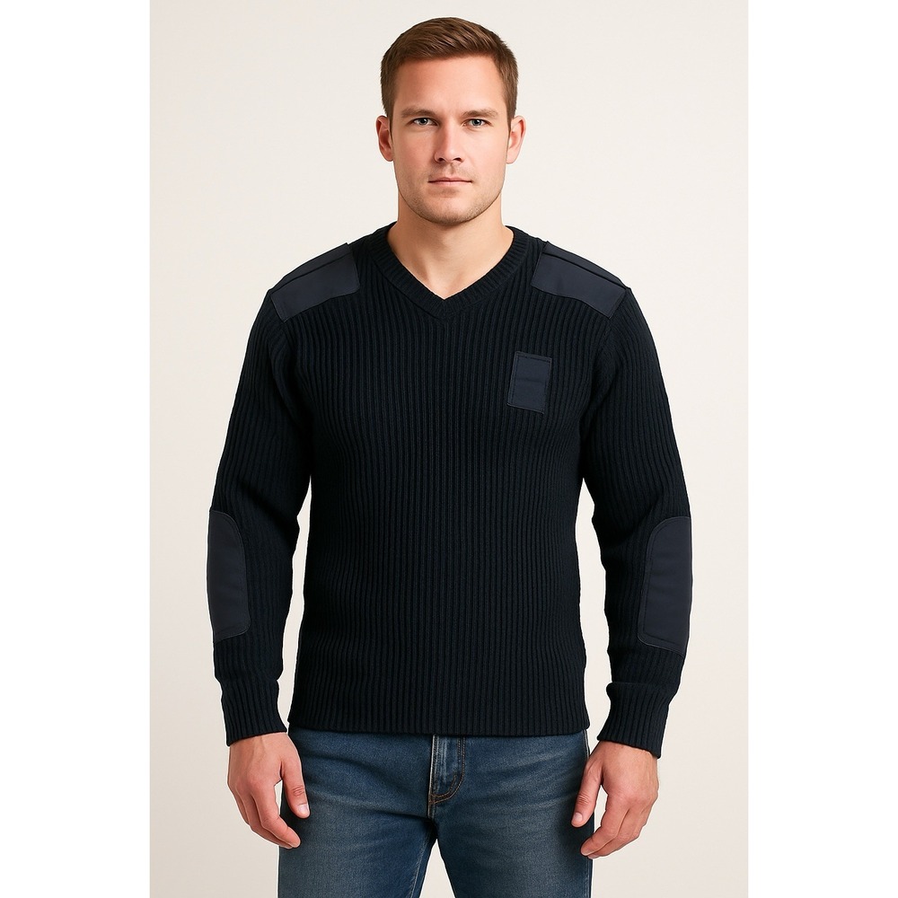 National Patrol U.S. Pullover Sweater Mens 2XL‎ Black Knit Uniform V Neck